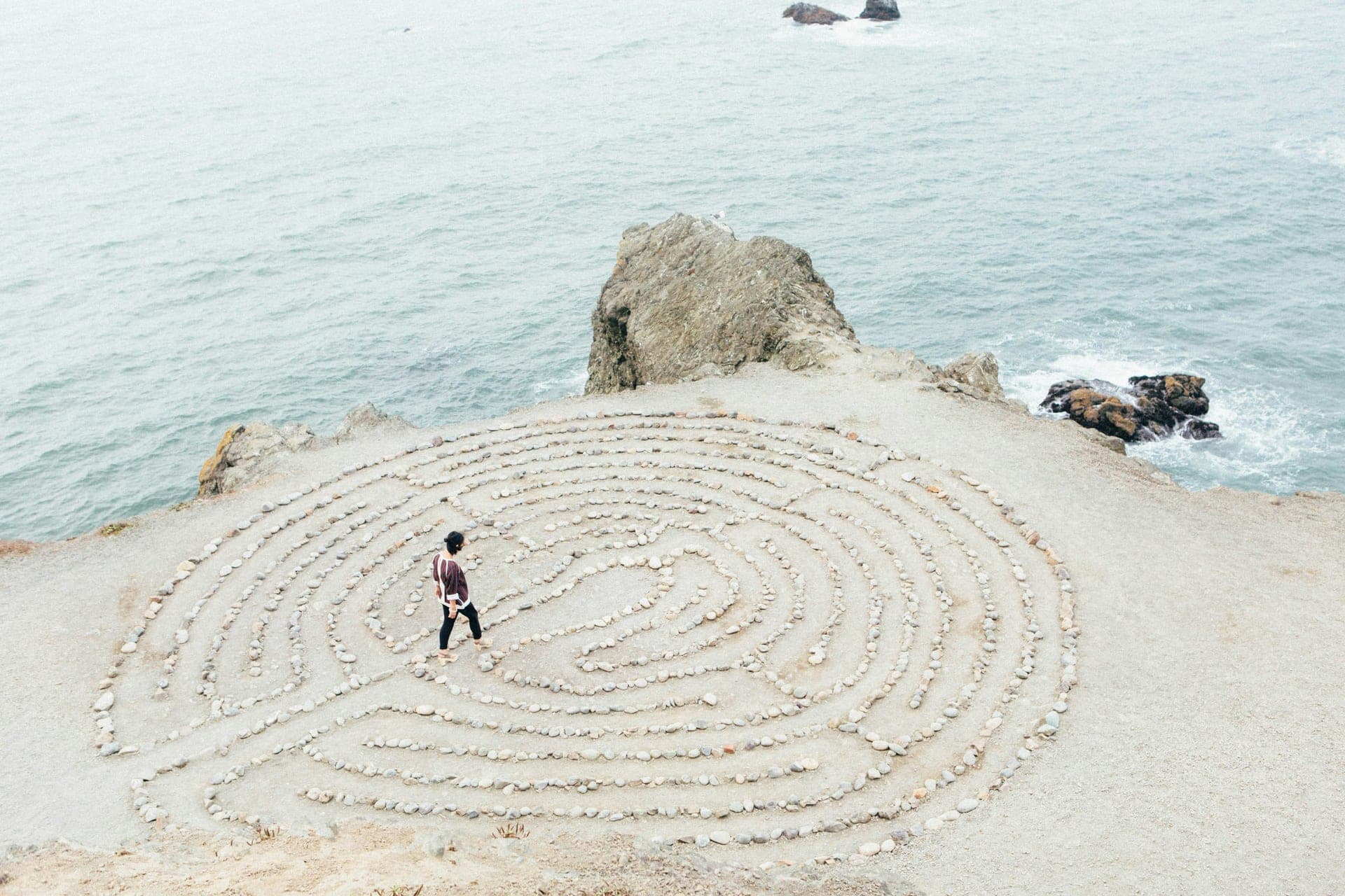Stone labyrinth by the sea — Nordic Minimalist Retreat